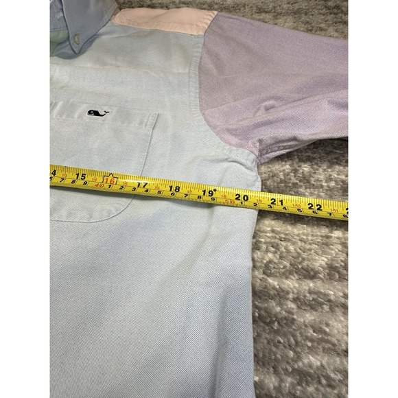 Vineyard Vines Button-Down Shirt Mens Medium Multi Colorblock Oxford Patchwork - Picture 8 of 12